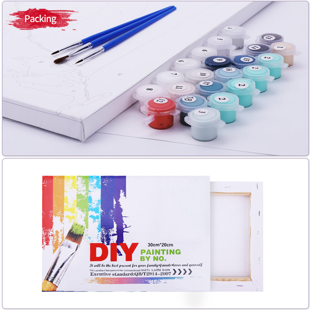 gelrovaled Painting By Numbers Adults, Hand Painted Oil Painting Kit for Beginners and Adults With 3-Brushes and Acrylic Paint, 20X30CM, with Frame (Gali leaf)